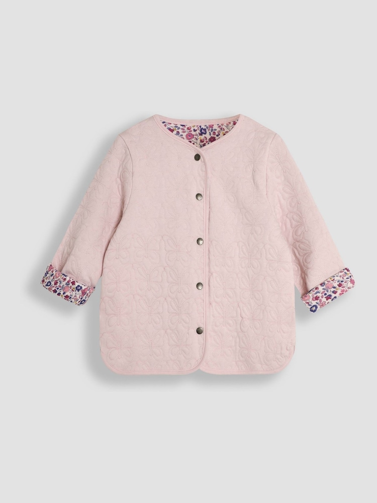 JoJo Maman Bébé Berry Butterfly Quilted Reversible Jacket - Image 2 of 4