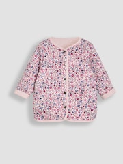 JoJo Maman Bébé Berry Butterfly Quilted Reversible Jacket - Image 4 of 4