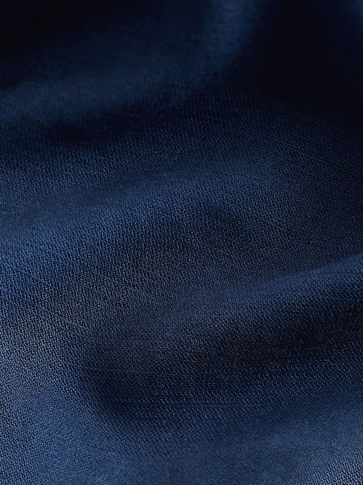 Navy Blue Slim fit Premium Linen Drawstring Trousers - Image 10 of 10