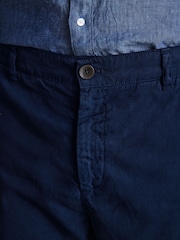 Navy Blue Slim fit Premium Linen Drawstring Trousers - Image 4 of 10