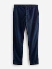 Navy Blue Slim fit Premium Linen Drawstring Trousers - Image 6 of 10