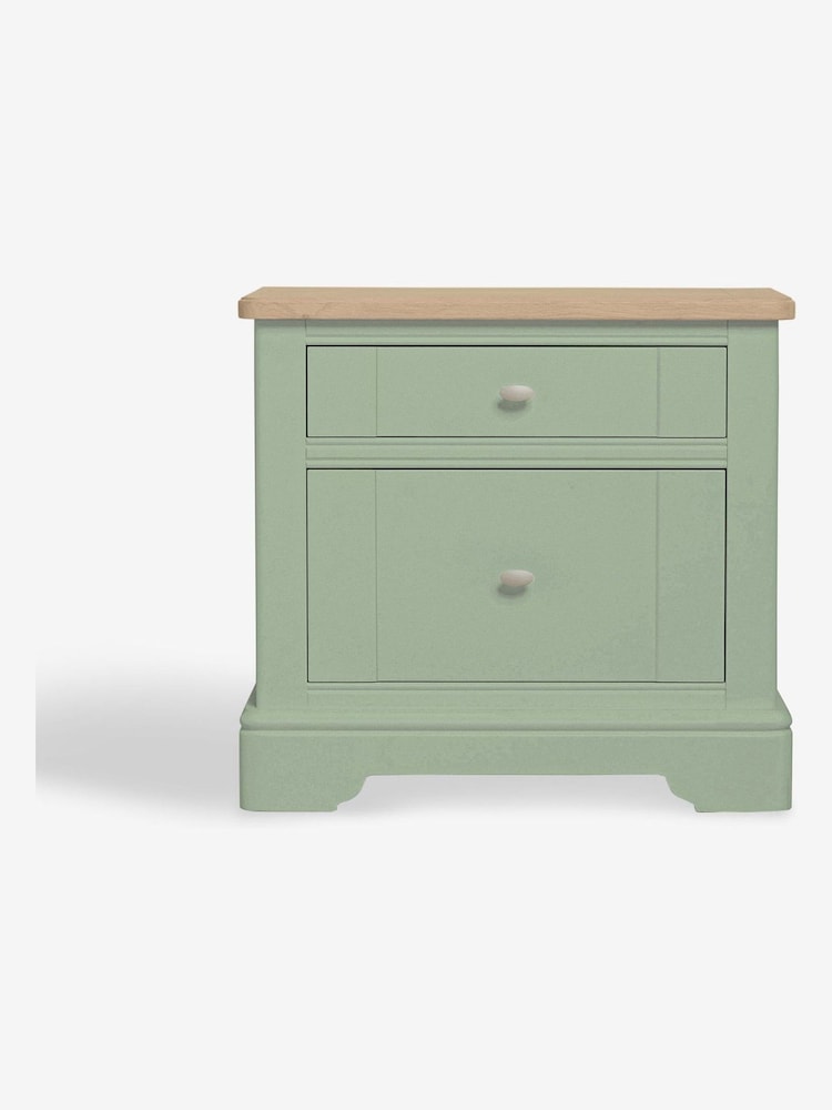 Sage Green Hampton Country Collection Luxe Painted Oak 1 Drawer Bedside Table - Image 2 of 9