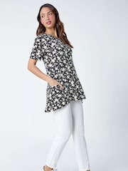 Roman Black Ditsy Print Pocket Detail Tunic - Image 1 of 5
