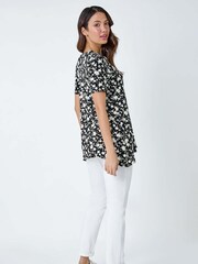 Roman Black Ditsy Print Pocket Detail Tunic - Image 3 of 5