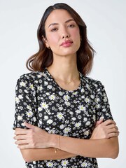 Roman Black Ditsy Print Pocket Detail Tunic - Image 4 of 5