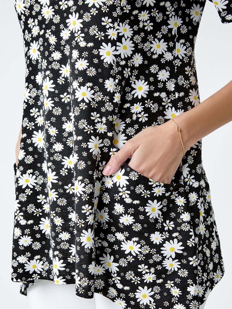 Roman Black Ditsy Print Pocket Detail Tunic - Image 5 of 5 Roman Black Ditsy Print Pocket Detail Tunic - Image 5 of 5
