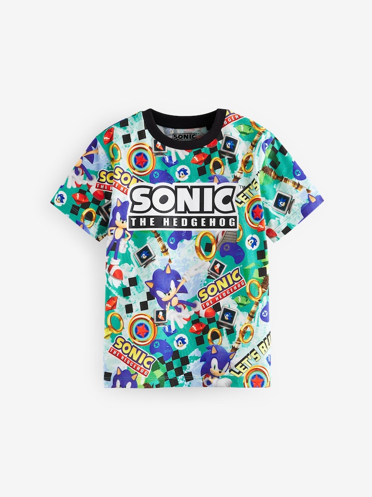 Green/Blue Licensed Sonic T-Shirt (3-16yrs) - Image 1 of 4