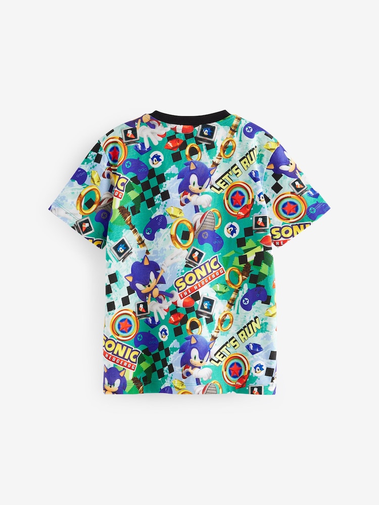 Green/Blue Licensed Sonic T-Shirt (3-16yrs) - Image 2 of 4