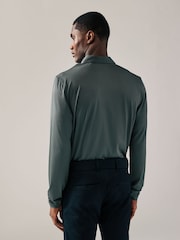 Slate Grey Active Golf Long Sleeve Textured Top Polo Shirt - Image 5 of 8