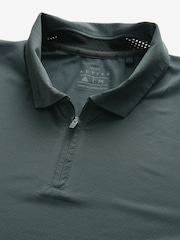 Slate Grey Active Golf Long Sleeve Textured Top Polo Shirt - Image 7 of 8