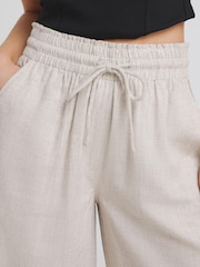 Simply Be Natural Tie Waist Linen Wide Leg Trousers - Image 4 of 5