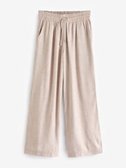 Simply Be Natural Tie Waist Linen Wide Leg Trousers - Image 5 of 5