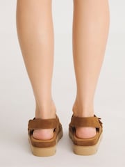 Simply Be Natural Extra Wide Fit Chunky Comfort Suede Touch And Close Sandals - Image 3 of 3
