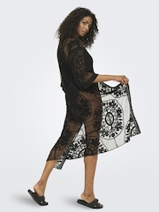 ONLY Black Embroidered Maxi Beach Cover-Up Kaftan - Image 3 of 7