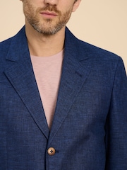 White Stuff Blue Linen Blend Blazer - Image 3 of 7