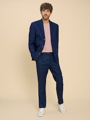 White Stuff Blue Linen Blend Blazer - Image 4 of 7