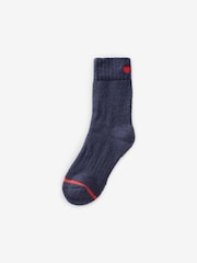 Ecru/Marineblau mit Love/Herz-Motiv - Cosy Ankle Socks with Cushion Sole 2 Pack - Bild 5 von 5