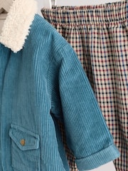 Teal Blue Baby Shirt And Trousers 100% Cotton Set 3 Piece (0mths-2yrs) - Image 8 of 15