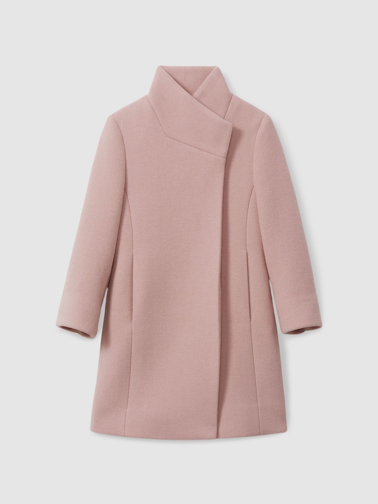 Reiss Pink Kia 4-9 yrs Wool Blend Funnel Neck Coat - Image 2 of 4