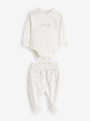 Mamas & Papas Cream 100% Cotton Welcome To The World Bodysuit And Legging Set 2 Piece - Image 2 of 4