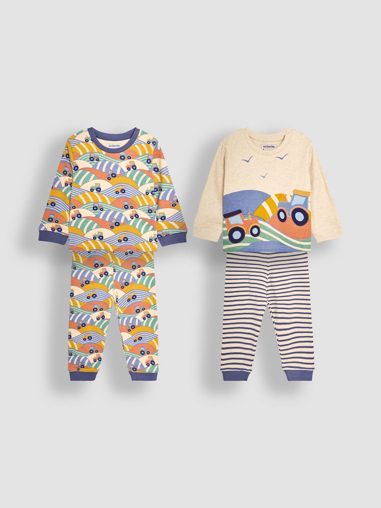 JoJo Maman Bébé Traktor-Pyjama aus Jersey, 2er-Pack - Bild 1 von 9 JoJo Maman Bébé Traktor-Pyjama aus Jersey, 2er-Pack - Bild 1 von 9