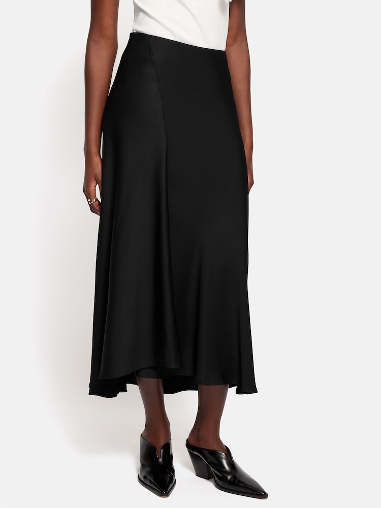 Jigsaw Black Satin Bias Asymmetric Skirt - Image 1 of 6