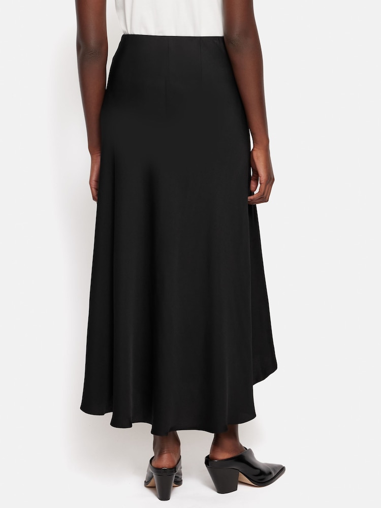 Jigsaw Black Satin Bias Asymmetric Skirt - Image 2 of 6