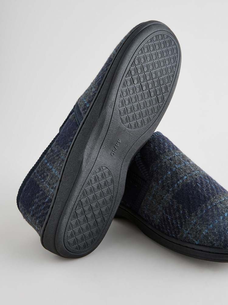 Navy Blue Checked Slippers - Image 4 of 6