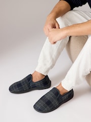 Navy Blue Checked Slippers - Image 6 of 6
