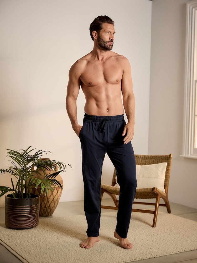 כחול כהה/אפור - שוליים פתוחים - Lasting Fresh Rich Pyjama Bottoms 2 Pack - Image 6 of 14