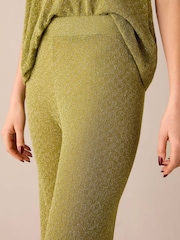 Ro&Zo Green Sheer Sparkle Knit Flared Trousers - Image 5 of 7