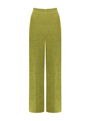 Ro&Zo Green Sheer Sparkle Knit Flared Trousers - Image 6 of 7