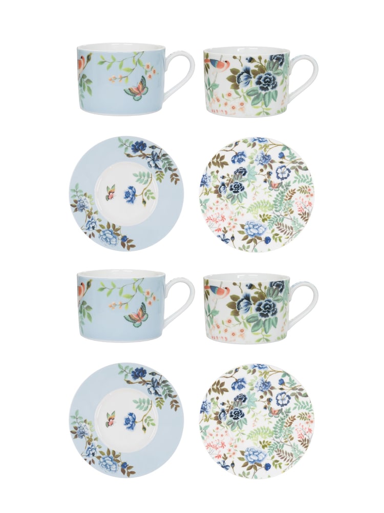 Designers Guild Porcelaine De Chine Tea Cups and Saucers Set Of 4 - Image 1 of 6