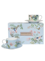 Designers Guild Porcelaine De Chine Tea Cups and Saucers Set Of 4 - Image 2 of 6