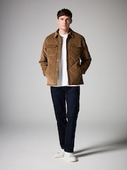 Tan Brown Borg Lined Diamond Quilt Corduroy Shacket - Image 2 of 10