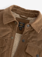 Tan Brown Borg Lined Diamond Quilt Corduroy Shacket - Image 8 of 10