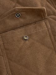Tan Brown Borg Lined Diamond Quilt Corduroy Shacket - Image 9 of 10