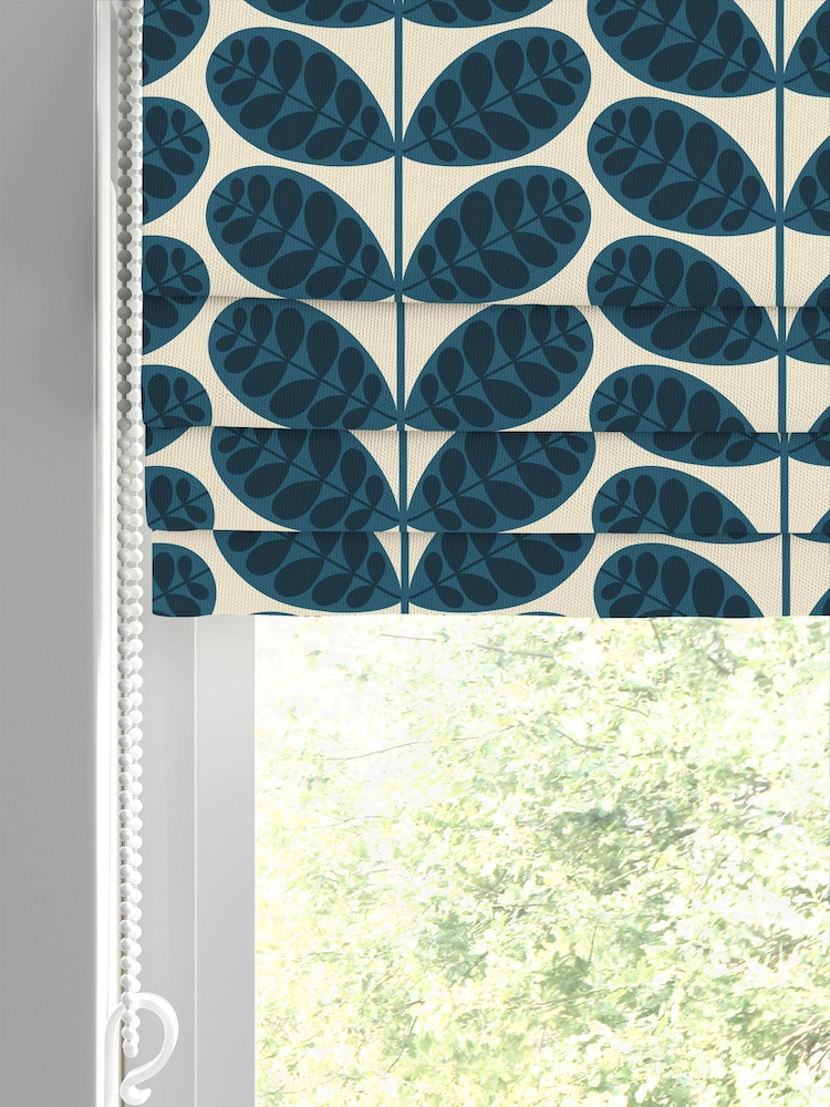 Orla Kiely Whale Blue Botanica Stem Made to Measure 100% Cotton Roman Blinds - Image 2 of 6