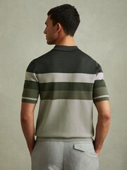 Reiss Green Verde Knitted Colourblock Half-Zip Polo Shirt - Image 4 of 5