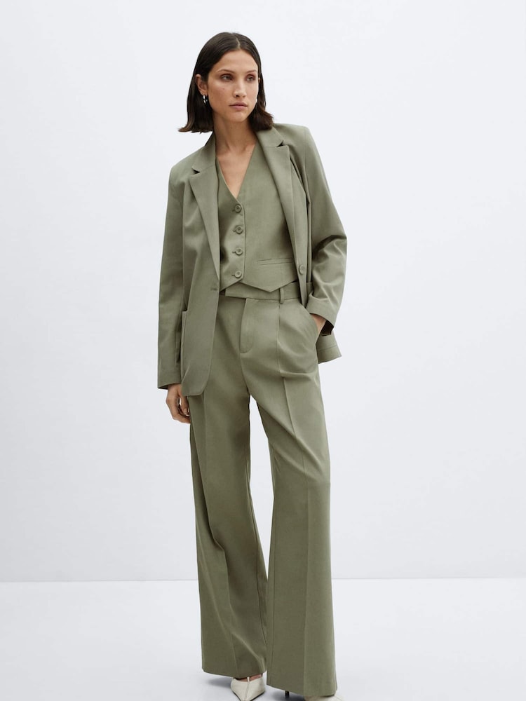 Buy Mango Green Pleated Suit Trousers from the Next UK online shop
