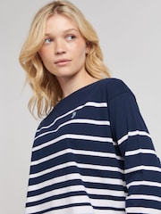 U.S. Polo Assn. Blue Womens Reverse Stripe Boat Neck 100% Cotton T-Shirt - Image 2 of 7