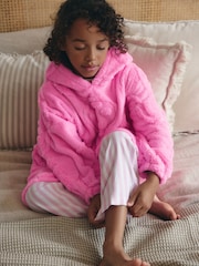 Pink Happy Face Jacquard Fleece Hooded Blanket (3-16yrs) - Image 2 of 8