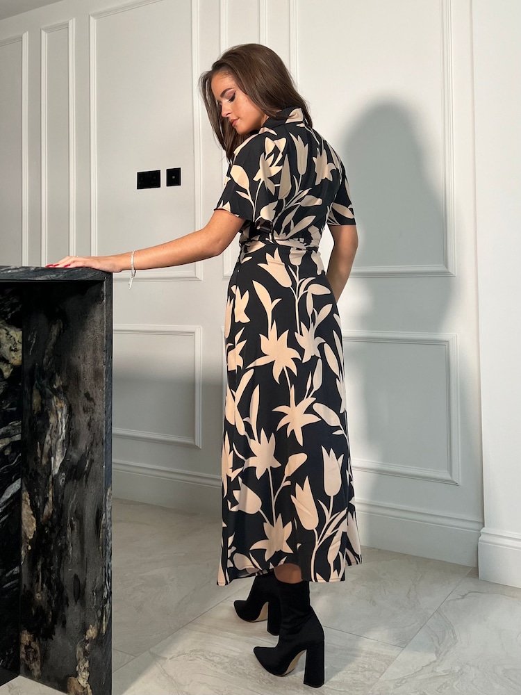 Girl In Mind Black Roxana Shirt Detail Midi Dress - Image 2 of 5 Girl In Mind Black Roxana Shirt Detail Midi Dress - Image 2 of 5