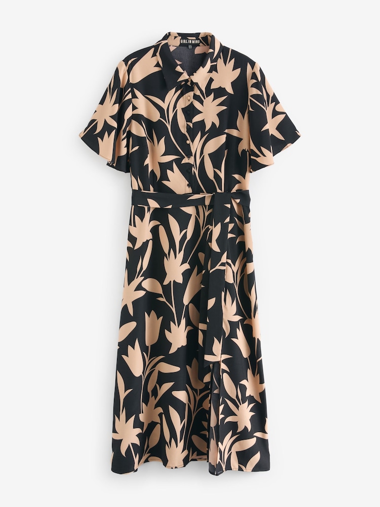 Girl In Mind Black Roxana Shirt Detail Midi Dress - Image 5 of 5 Girl In Mind Black Roxana Shirt Detail Midi Dress - Image 5 of 5