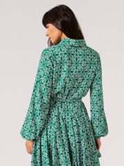 Apricot Green Ikat Tile Shirt Mini Dress - Image 4 of 4