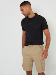 Threadbare Stone Dobby Textured Cargo Shorts With Stretch - Image 1 of 4