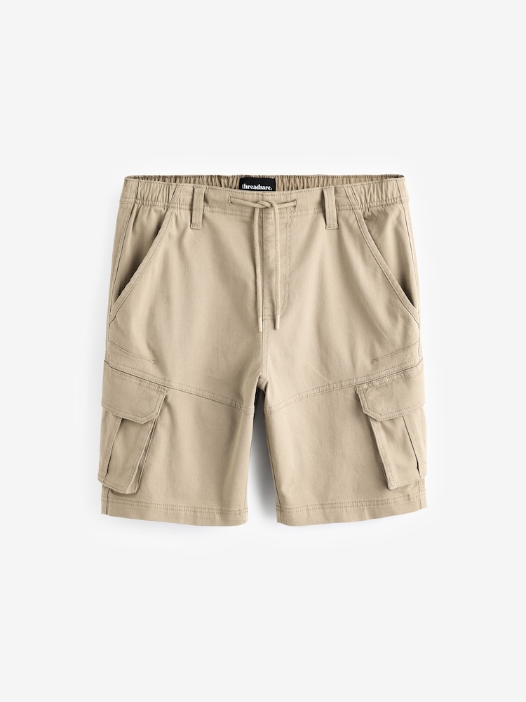 Threadbare Stone Dobby Textured Cargo Shorts With Stretch - Image 4 of 4