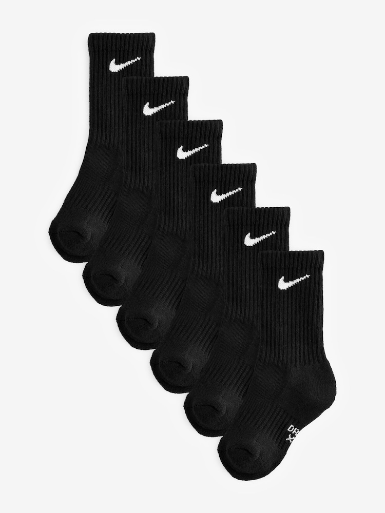 Nike Black Little Kids Performance Crew Socks 6 Pack - Image 1 of 2 Nike Black Little Kids Performance Crew Socks 6 Pack - Image 1 of 2