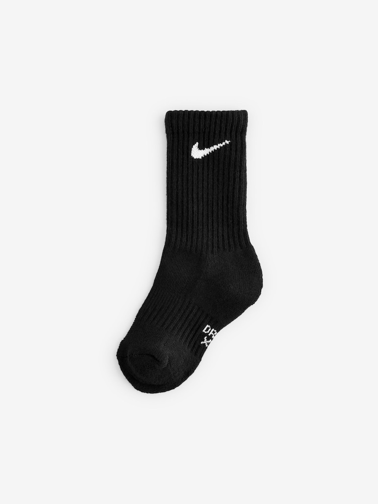 Nike Black Little Kids Performance Crew Socks 6 Pack - Image 2 of 2 Nike Black Little Kids Performance Crew Socks 6 Pack - Image 2 of 2
