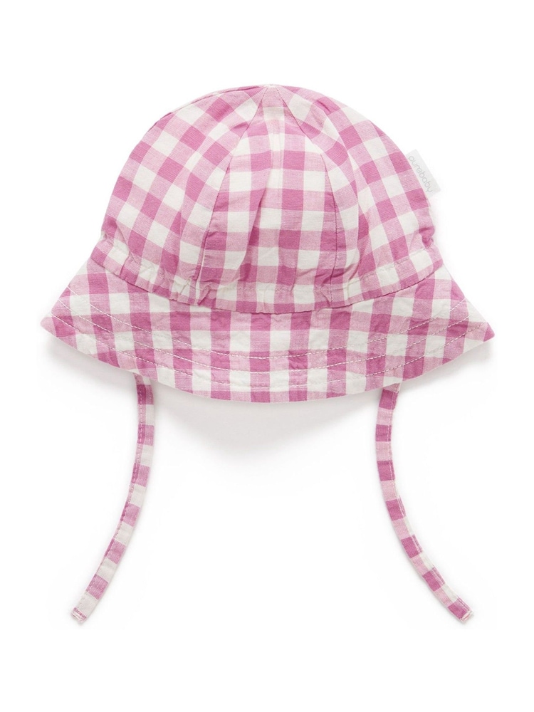 Purebaby Gingham Hat - Image 1 of 4 Purebaby Gingham Hat - Image 1 of 4